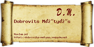 Dobrovits Mátyás névjegykártya